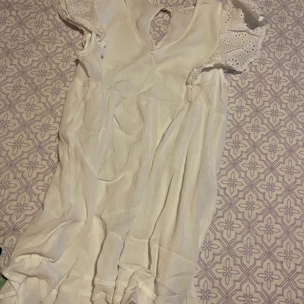 White dress with sleeve ruffles!!
